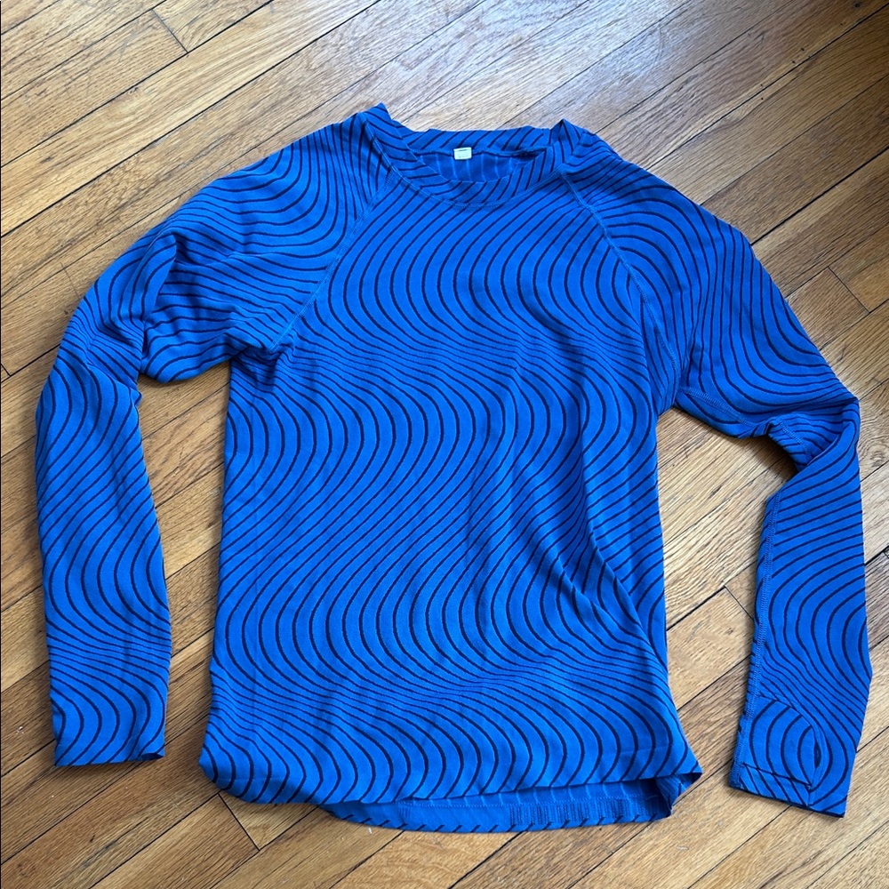 Long Sleeve Blue Wave-Print women’s Shirt